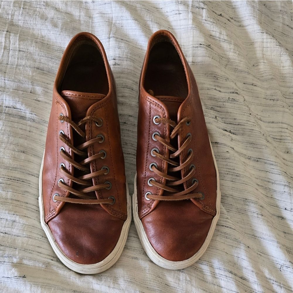 Frye Brown Sneakers with Polished Leather Finish